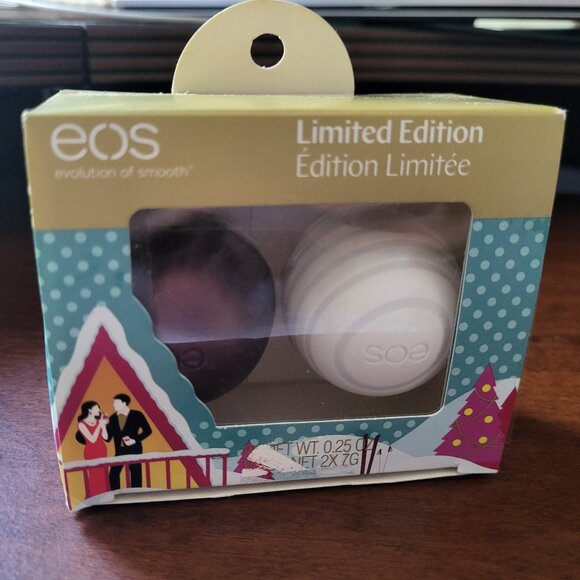 2 Pack Limited Edition Holiday EOS Lip Balm: Organic Sugarplum & Pure Hydration - Picture 1 of 4